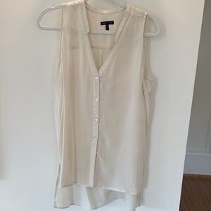 Eileen Fisher Cream Sleeveless V-Neck Button Front Blouse